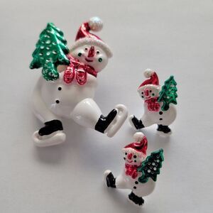 VTG Snowman earrings and brooch/Pendant by Best